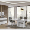 Luxuria Extendable White Wooden Dining Table With Marble Legs