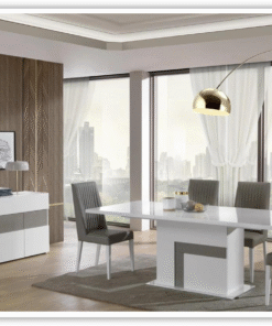 Luxuria Extendable White Wooden Dining Table With Marble Legs