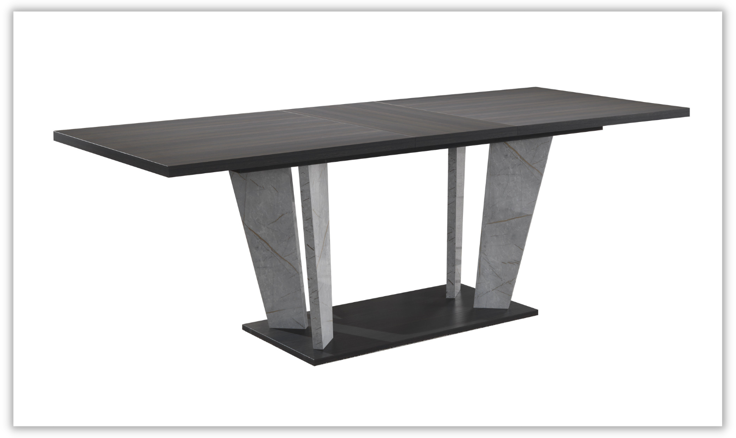 Jennifer Italia Travertine Premium Extendable Wooden Dining Table in Gray - Image 4
